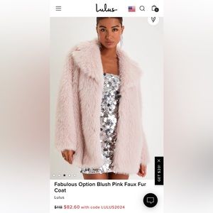 NWT new with tags Lulus blush pink faux fur coat
